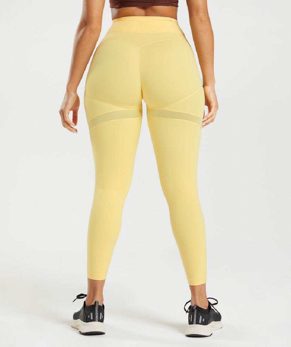 Gymshark Whitney Mesh Ženske Tajice Žute | HR 3989BEX